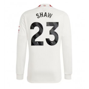 Lacne Muži Futbalové dres Manchester United Luke Shaw #23 2023-24 Dlhy Rukáv - Tretina